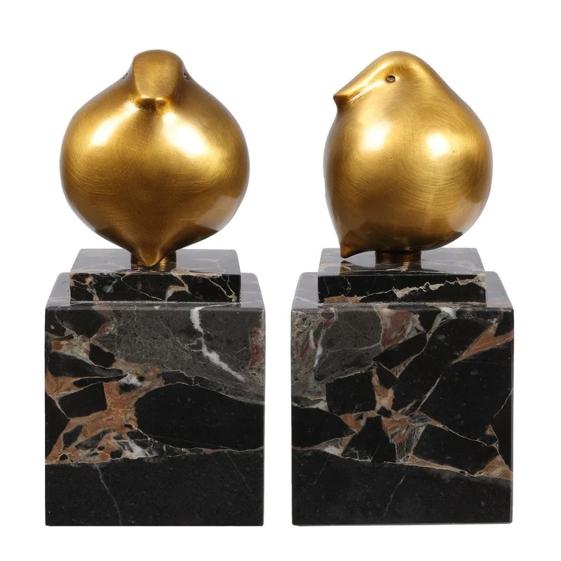 Golden Finch Bird Figurines - Set of 2
