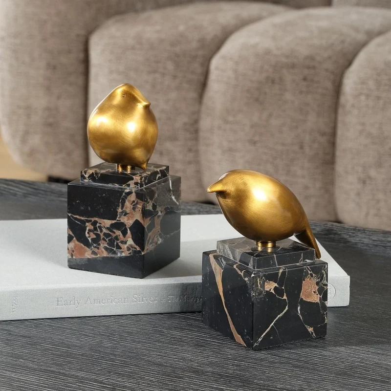 Golden Finch Bird Figurines - Set of 2