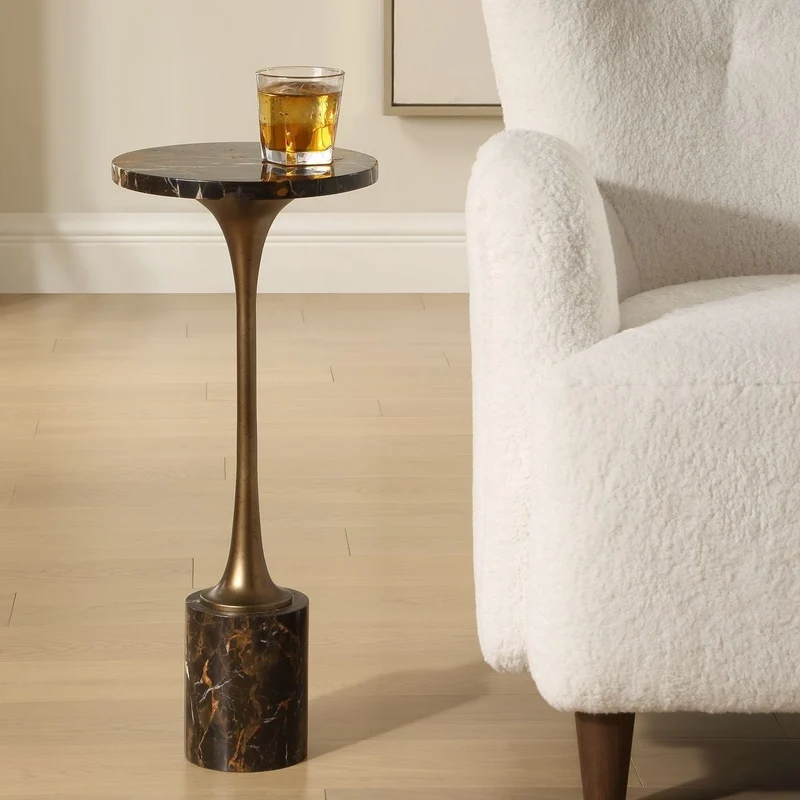 Karnes Drink Table in Dark Marble