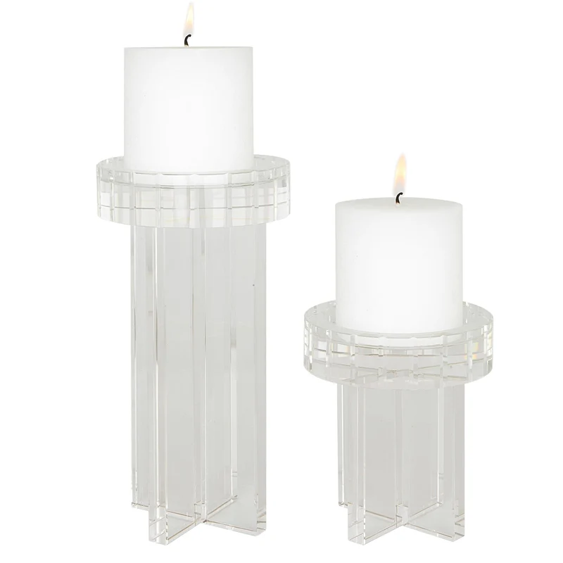 Crystal Pillar Candleholders, Set/2