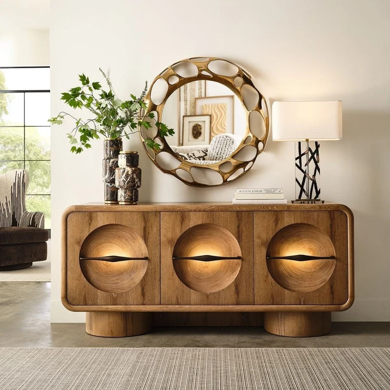 Forest Rings Lighted 3 Door Cabinet