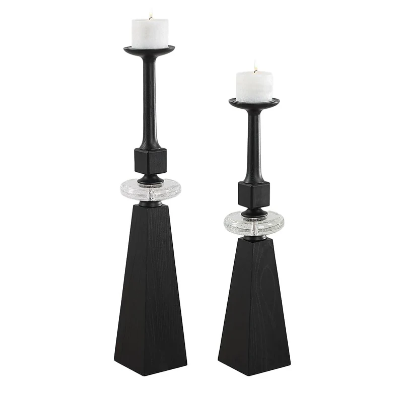 Ebon Glow Candleholders Set of 2