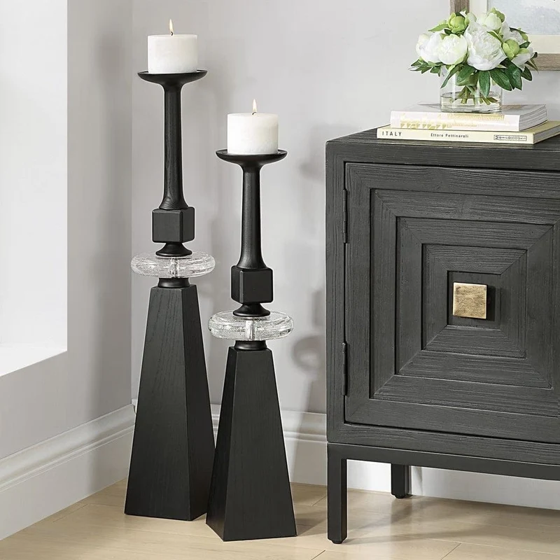 Ebon Glow Candleholders Set of 2