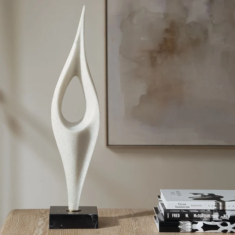 Fluid Drop Stone Sculpture in White