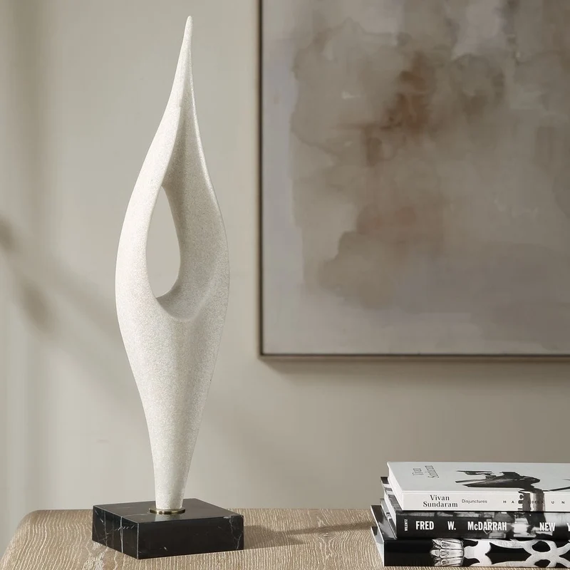 Fluid Drop Stone Sculpture in White
