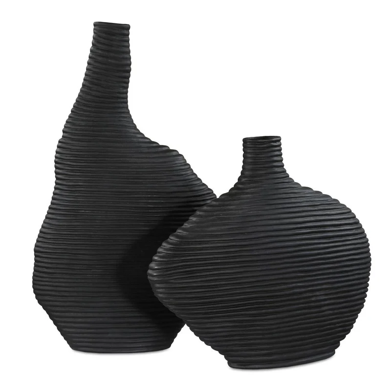 Duostacked Black Vases Set of 2