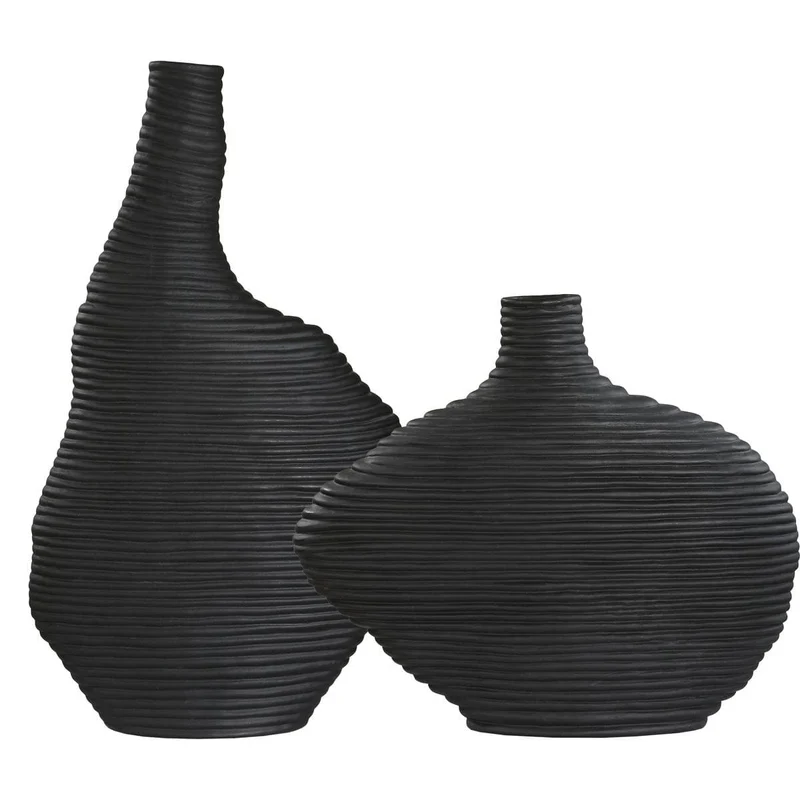 Duostacked Black Vases Set of 2