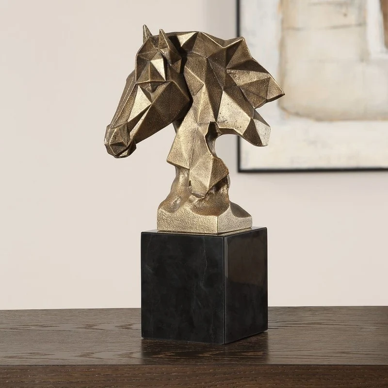 Chiseled Horse Bust Sculpture
