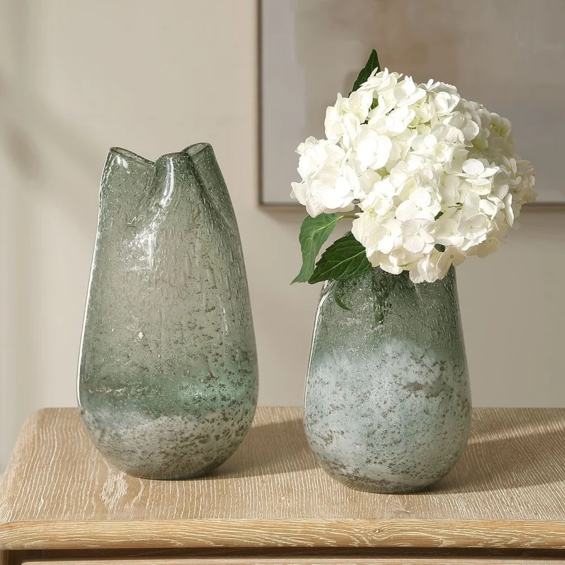 Chianti Seeded Glass Vases - Set of 2