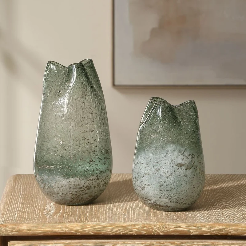 Chianti Seeded Glass Vases - Set of 2
