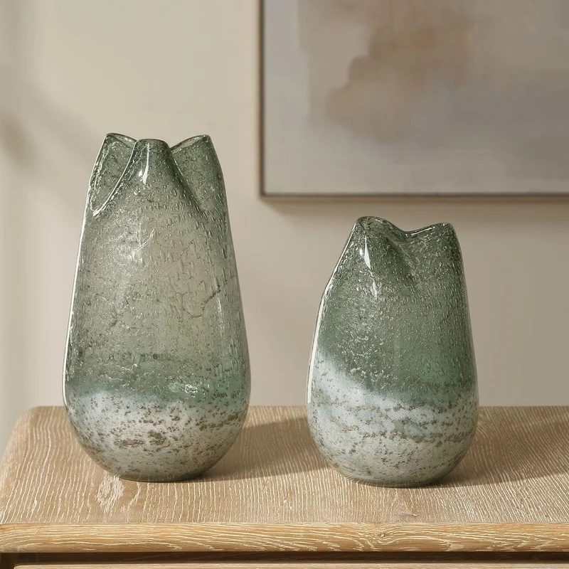 Chianti Seeded Glass Vases - Set of 2