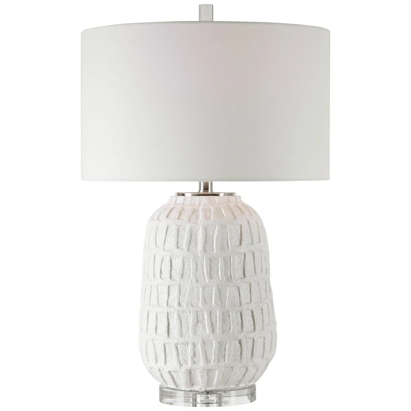 Caelina Textured White Table Lamp