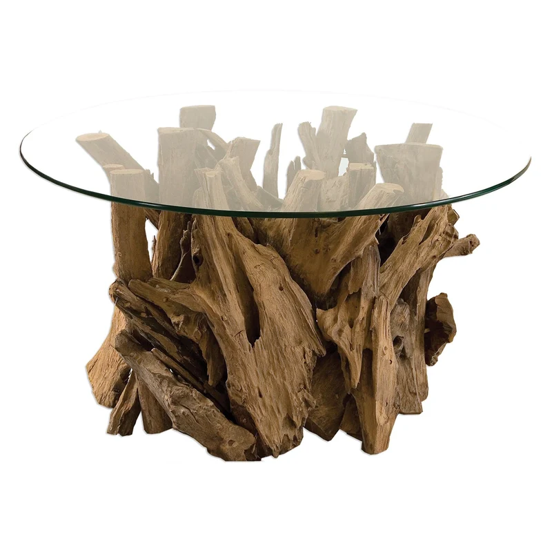 Driftwood Glass Top Coffee Table