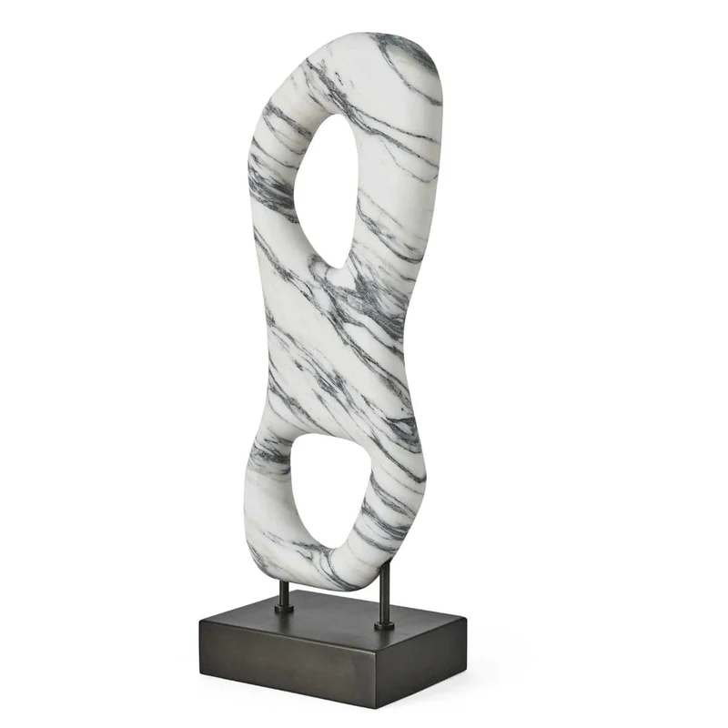 Double Vision Black & White Marble Sculpture