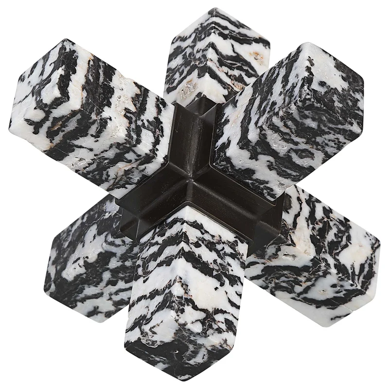Double Cross Sculpture - Zebra Stone