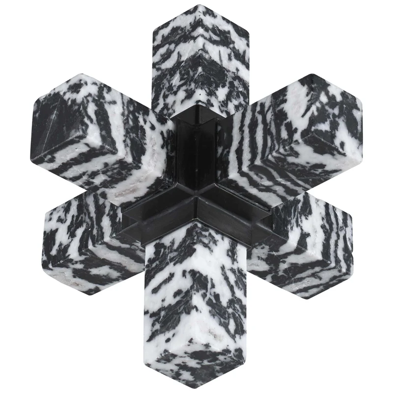Double Cross Sculpture - Zebra Stone