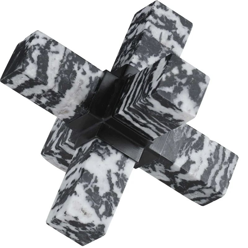 Double Cross Sculpture - Zebra Stone