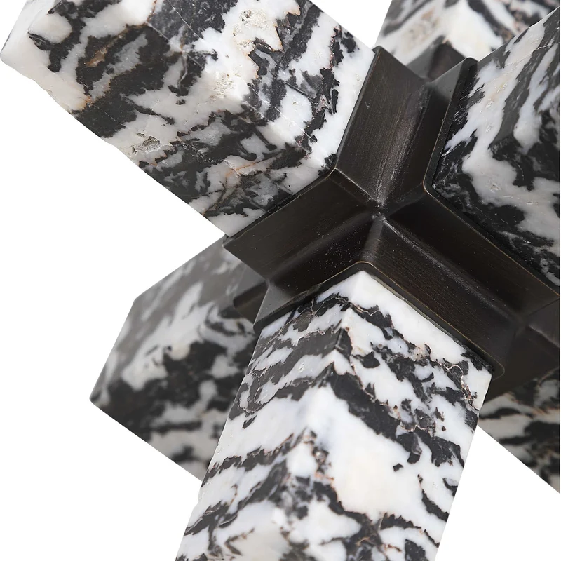 Double Cross Sculpture - Zebra Stone