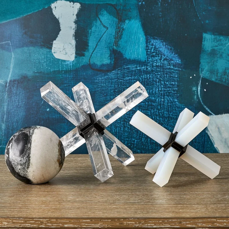 Double Cross Sculpture - Faux Quartz Crystal