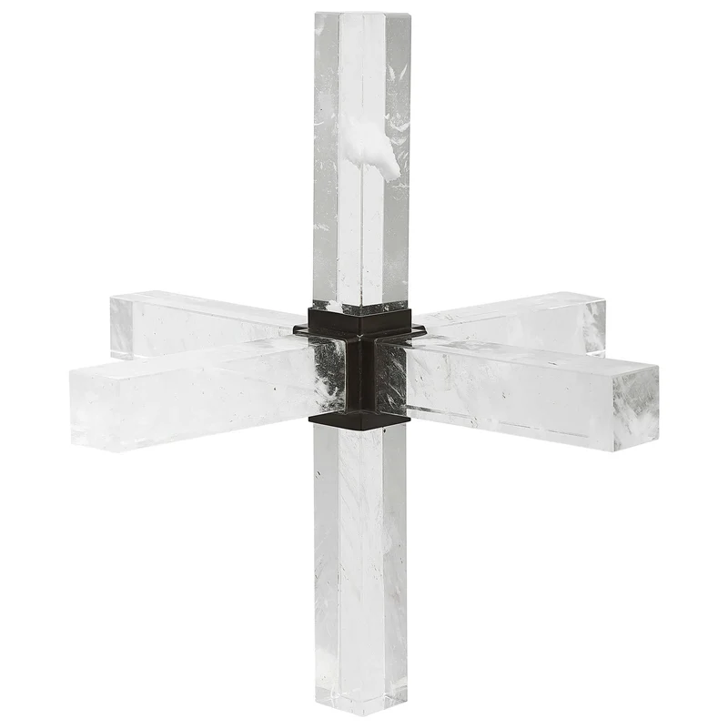 Double Cross Sculpture - Faux Quartz Crystal