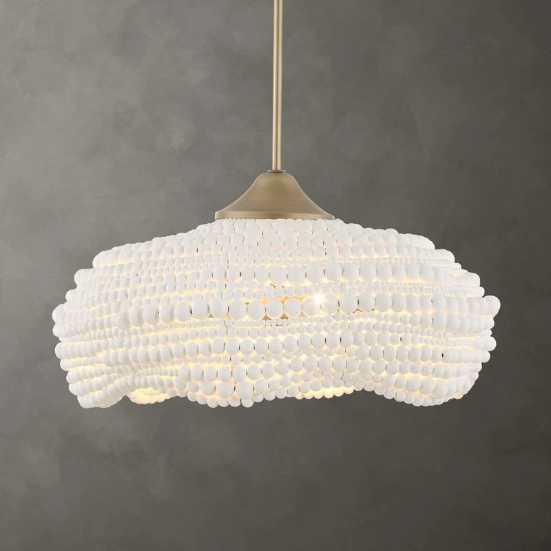 Biddeford White Beaded 5-Light Pendant