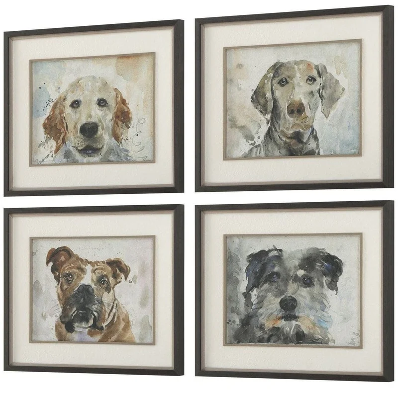Dog Days Framed Prints - Set of 4