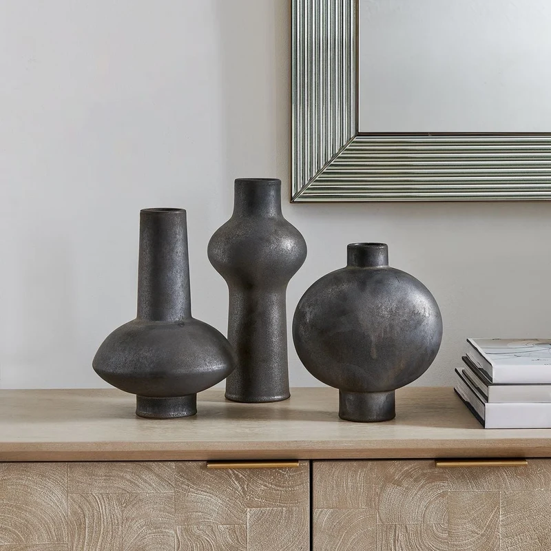 Charcoal Bloom Indoor-Outdoor Vases - Set of 3