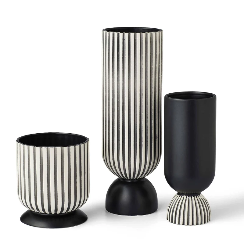Channeled Vases, Set of 2