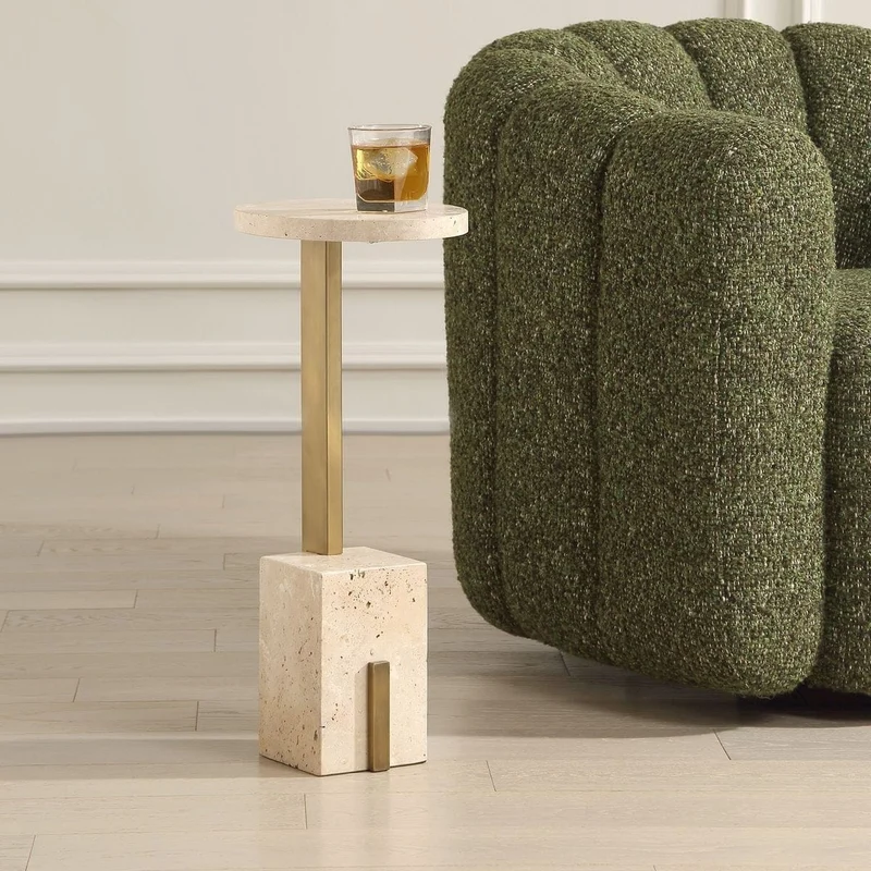 Feranno Accent Table in Travertine