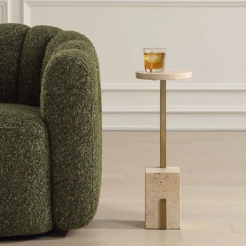 Feranno Accent Table in Travertine