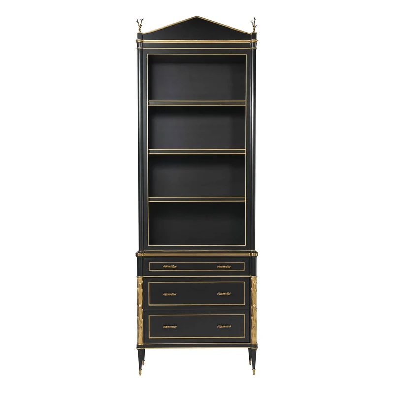 Faux Bois Cabinet - Black/Gold