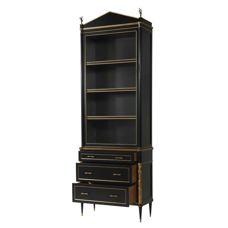 Faux Bois Cabinet - Black/Gold