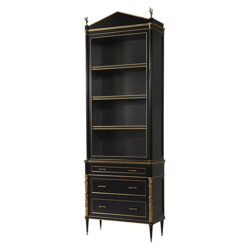Faux Bois Cabinet - Black/Gold