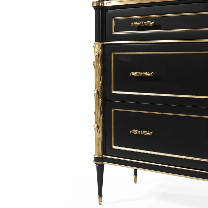 Faux Bois Cabinet - Black/Gold