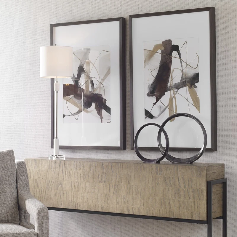 Burgundy Interjection Abstract Prints, Set/2