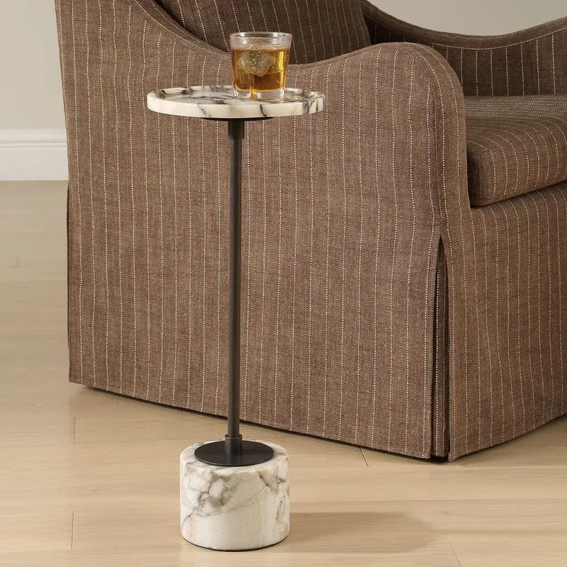 Brunson Drink Table in White Marble