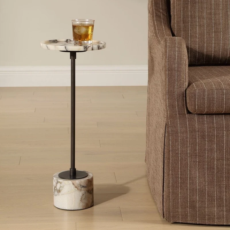 Brunson Drink Table in White Marble