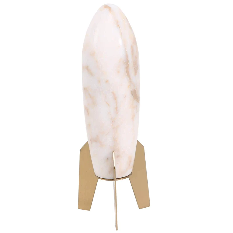 Rocket Sculpture in White Marble - Large