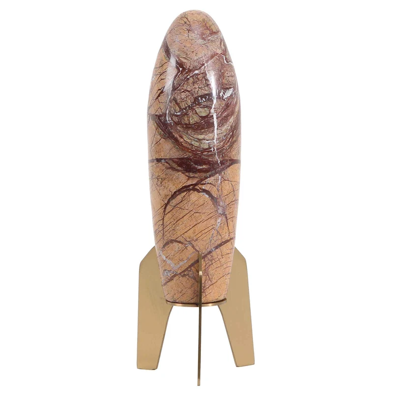 Rocket Sculpture in Brown Marble - Small