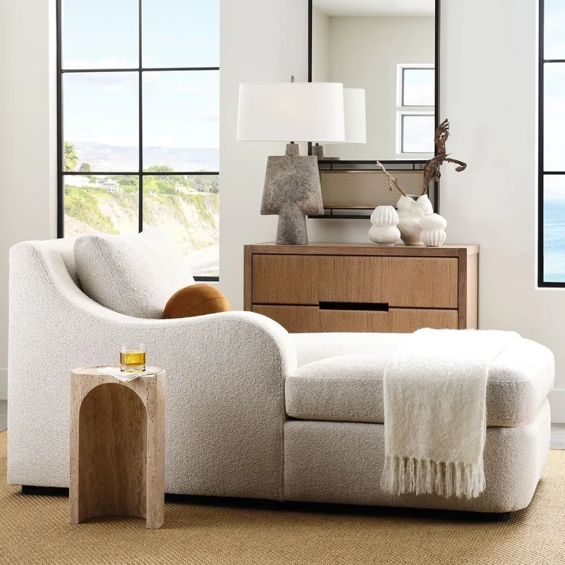 Basilica Accent Table in Beige Travertine