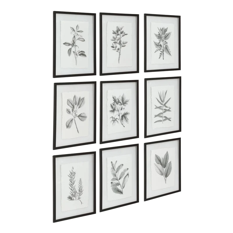 Farmhouse Florals Framed Prints, S/9