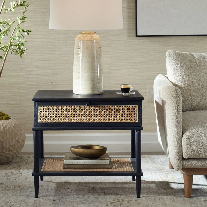 Coast Black Rattan Side Table