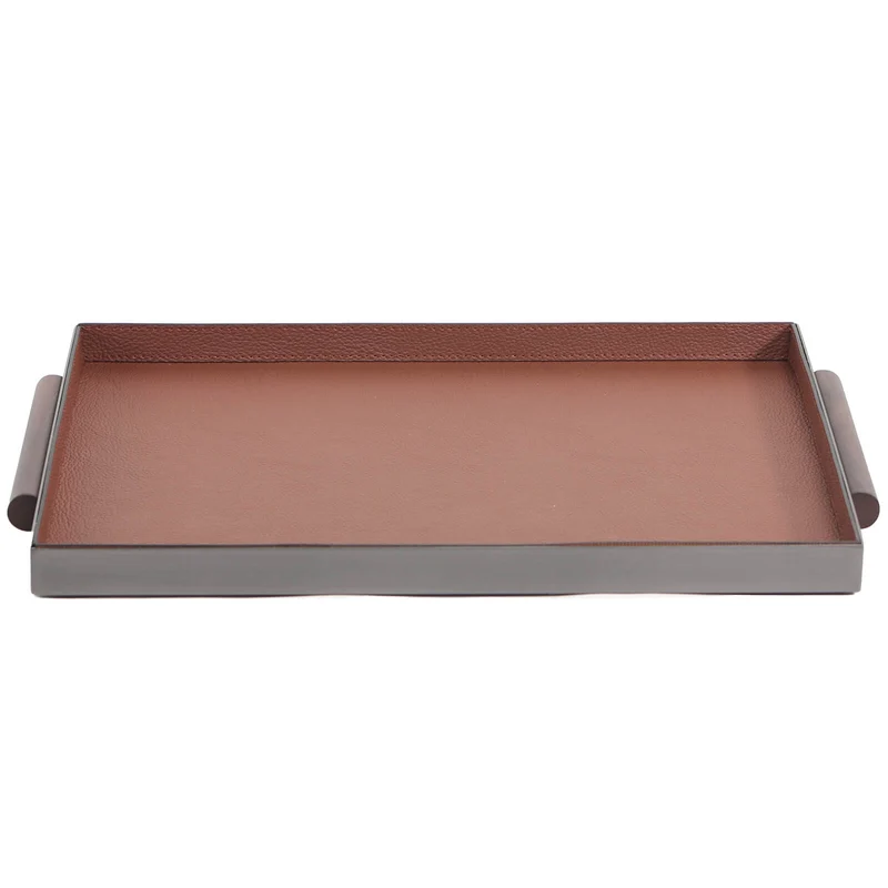 Rectangular Leather Tray With Handle