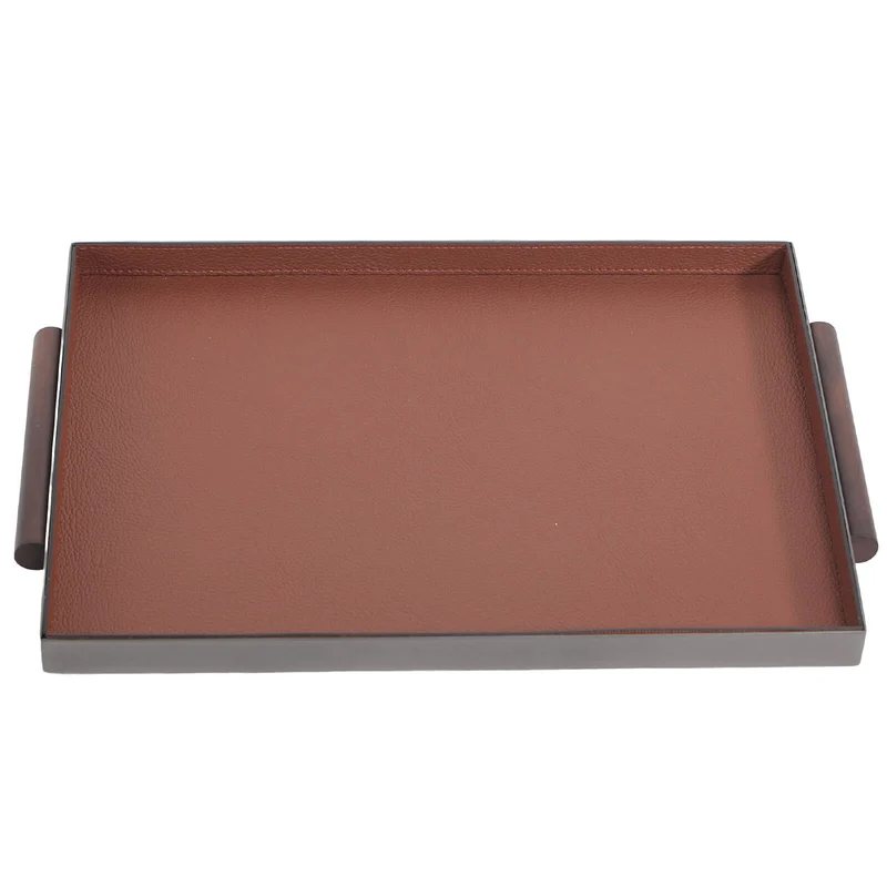 Rectangular Leather Tray With Handle