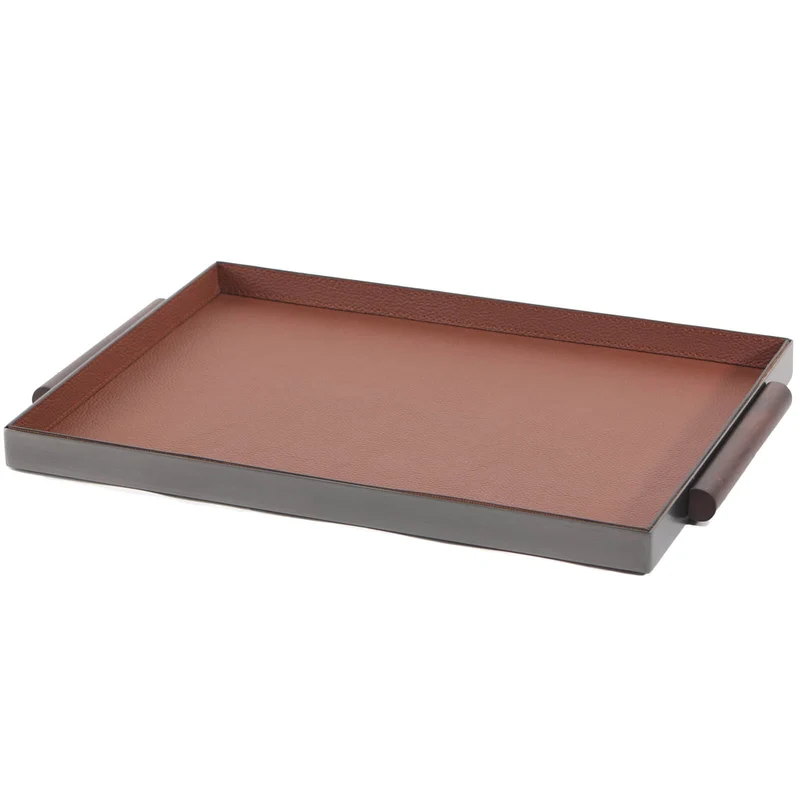 Rectangular Leather Tray With Handle
