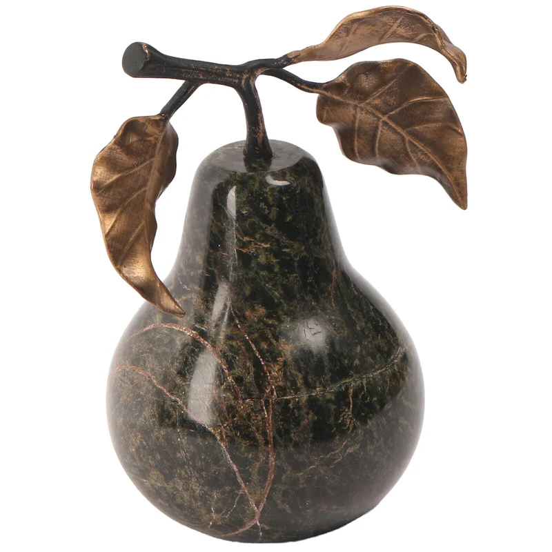Pear Ornament in Forest Green Marble