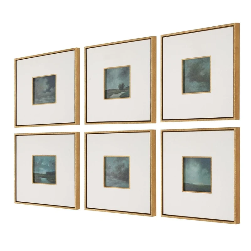 Evening Cumulation Framed Canvases Set of 6
