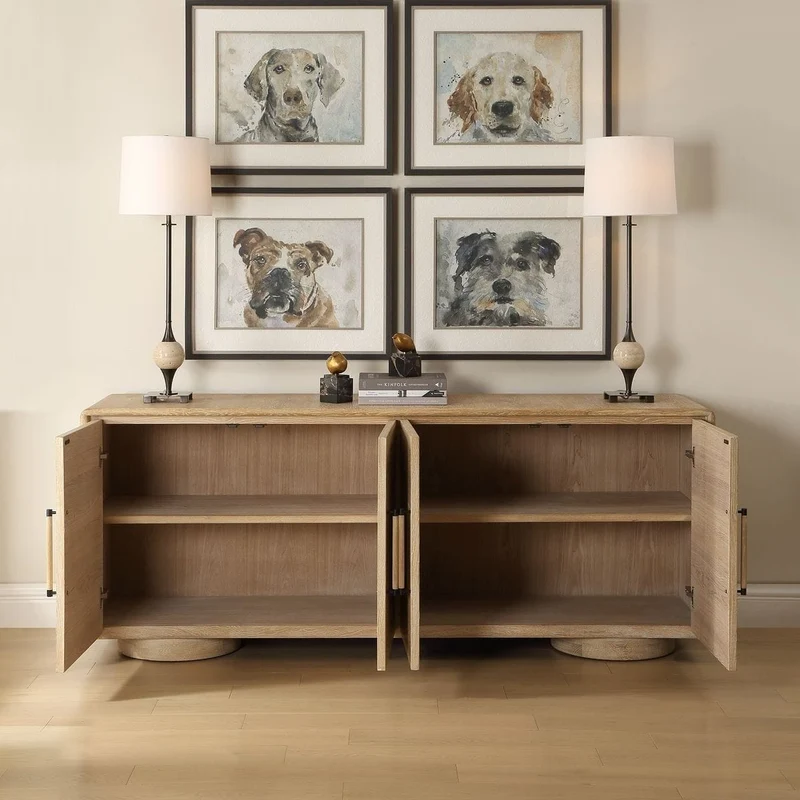 Evanston 4 Door Cabinet in Natural Oak