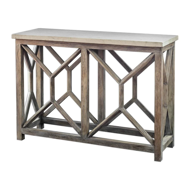 Catali Ivory Stone Console Table