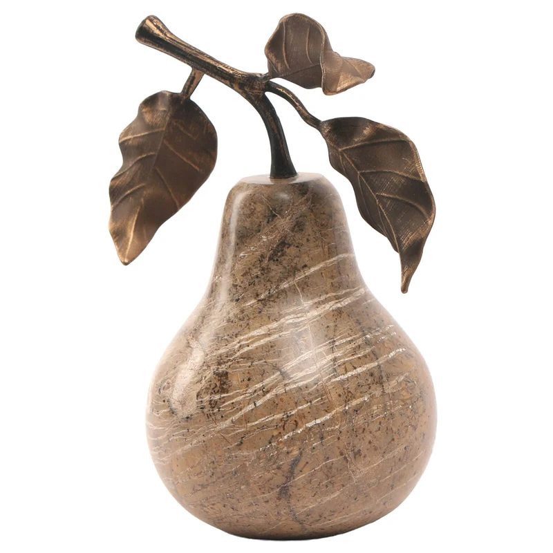 Pear Ornament in Brown Marble